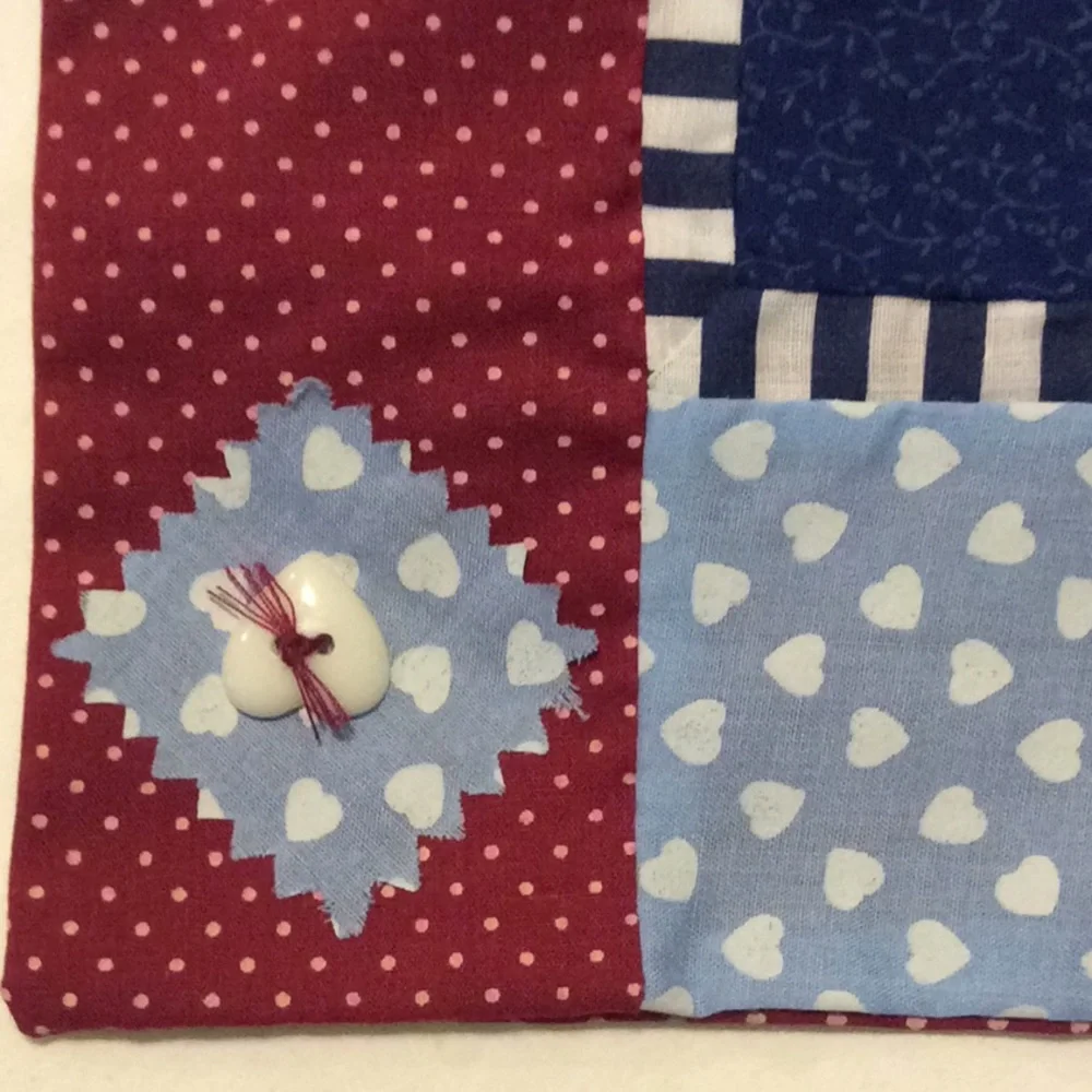 Pillow Cases Covers Set of 2 Patchwork with Buttons Flowers Hearts